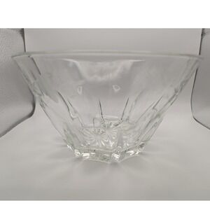 Princess House Heritage 10" Clear Etched Salad Bowl Starburst Base Crystal